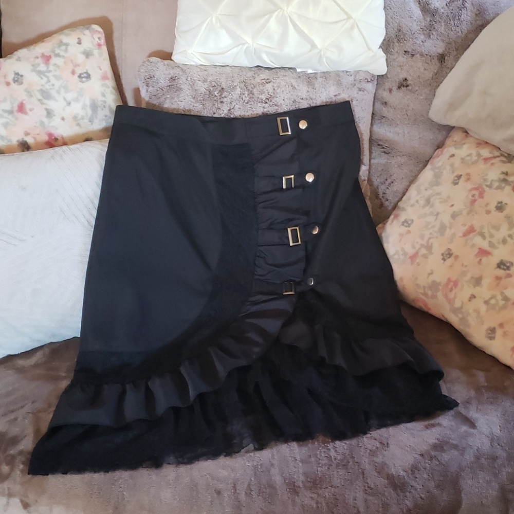 Black wrap around lacy skirt